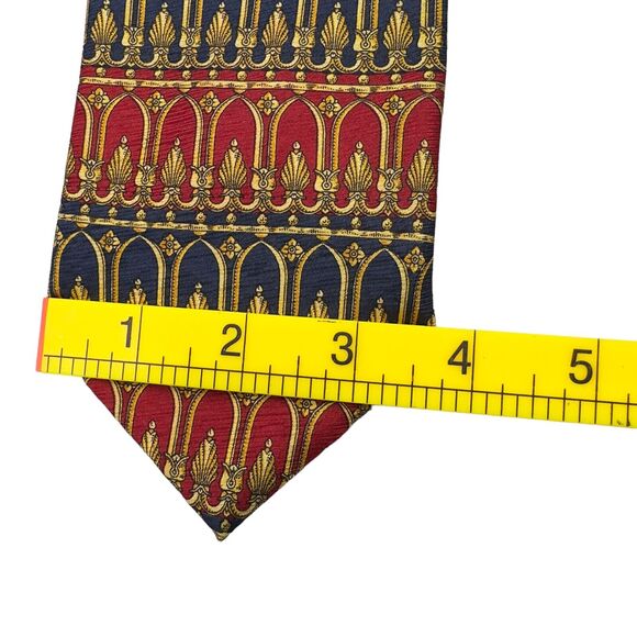 Tutto Matto Mens Silk Dress‎ Tie Made in Italy Gold Geometric Pattern 60 3.75 - Picture 9 of 10